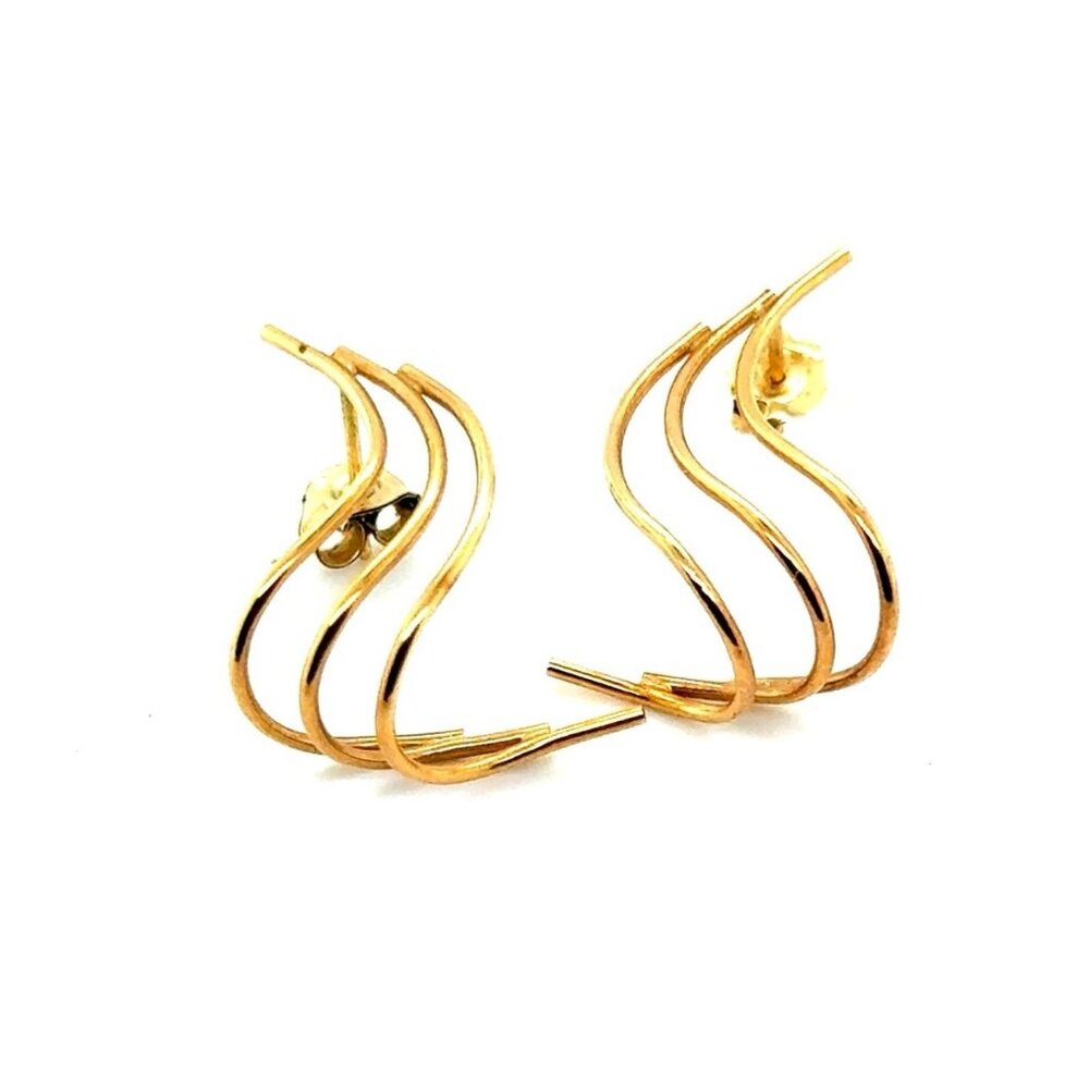 14K Gold Swirl‎ Earrings